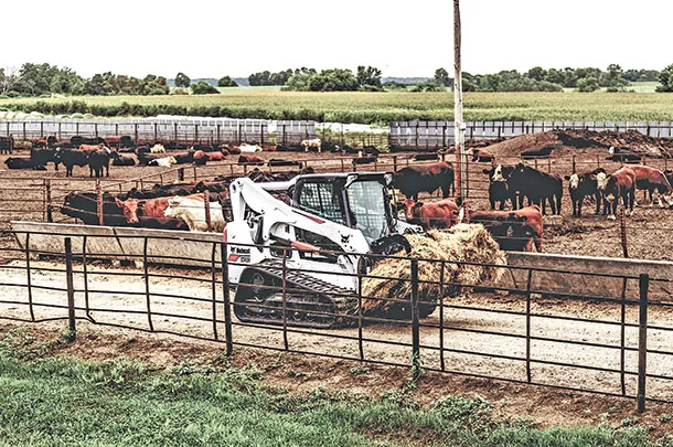 Loader moving feed