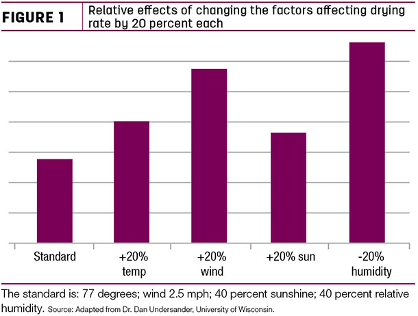 Relative effects of changing the factors affecting drying rate by 20 percent each