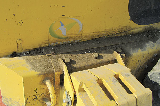 Dirt collected below the engine cover