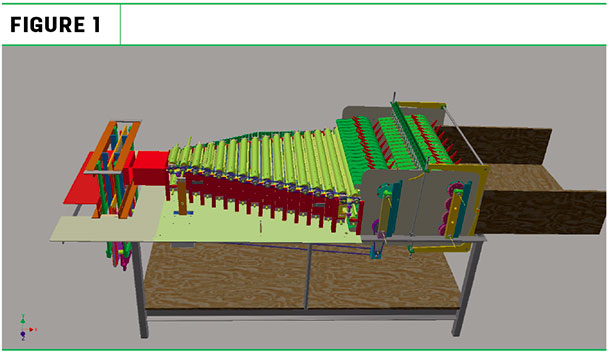 The design includes a pickup that feeds a V-shaped chamber