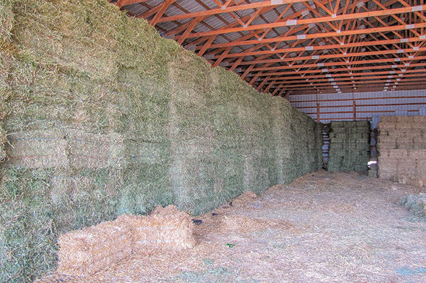 Hay stacked in a barn