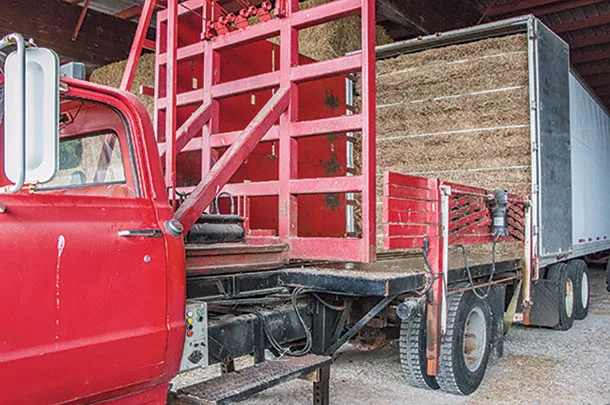 Hydraulic hay pusher