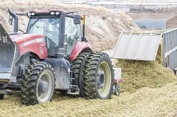 Packing a silage pit