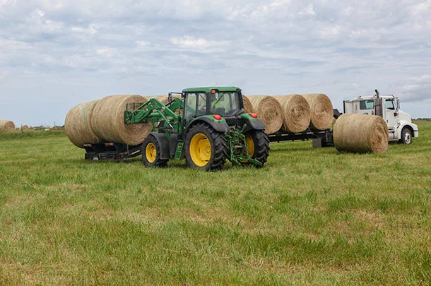 tractor and hay