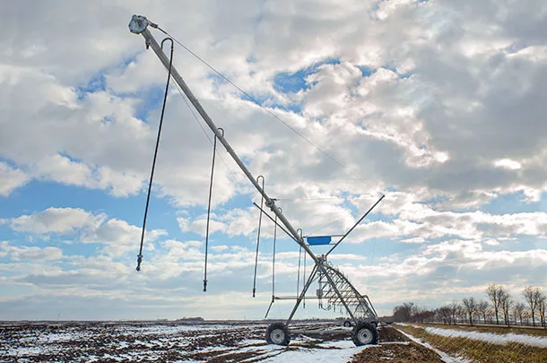 irrigation pivot in winter