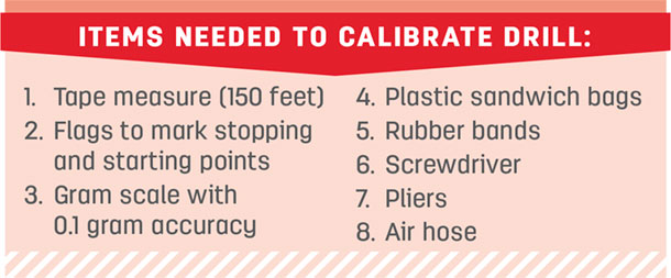 Items needed to calibrate drill: