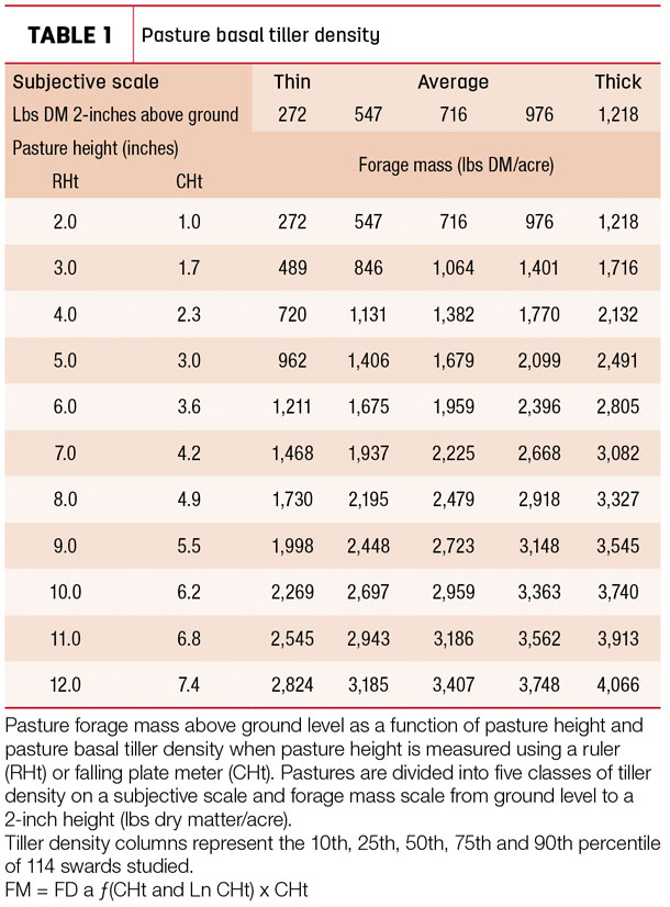 Pasture basal tiller density