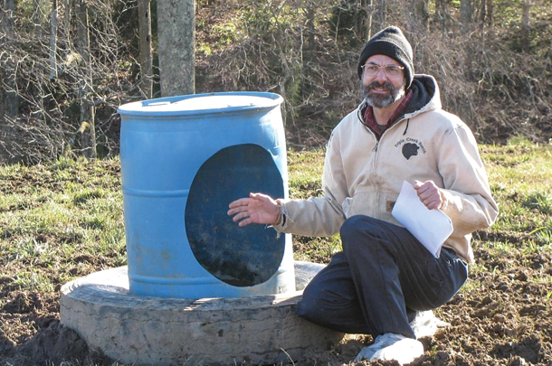 A tire and barrell mineral feeder is easily moved
