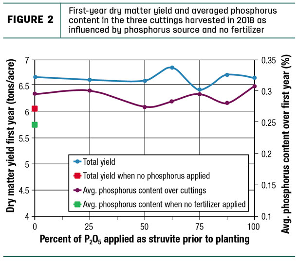 First-year dry matter yield and overaged phosphorus contnet in the three cuttings harvested