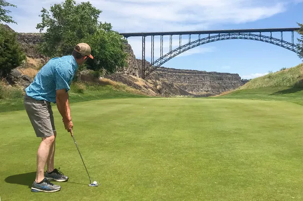 farmer golfing