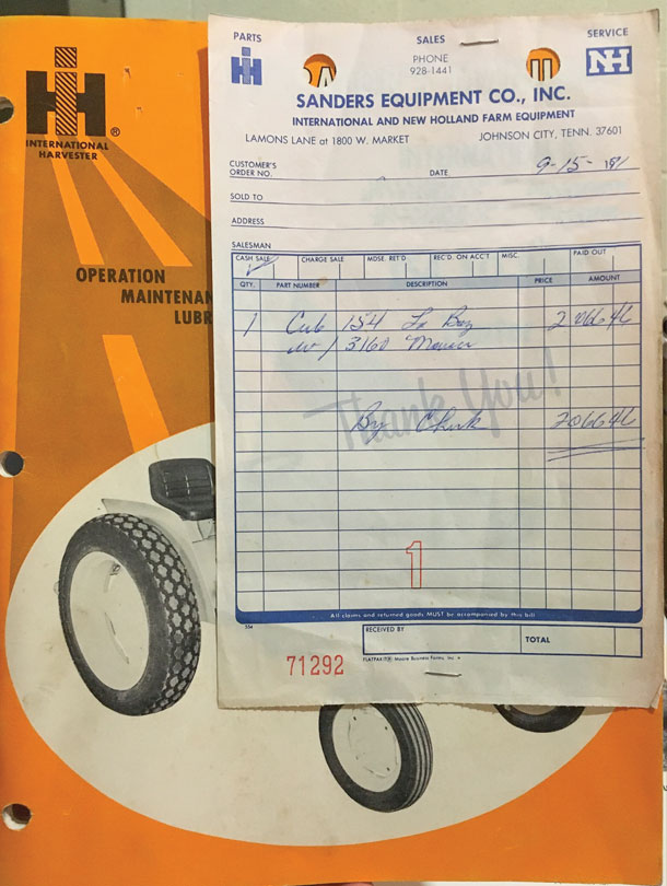 Paperwork on the tractor