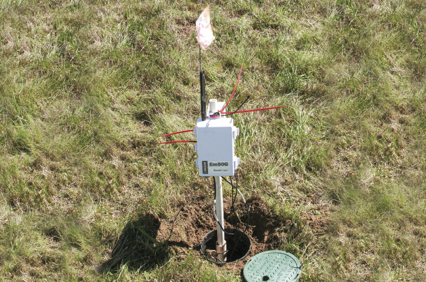 Installed soil moisture sensor