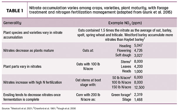 Nitrate accumulation varies among crops